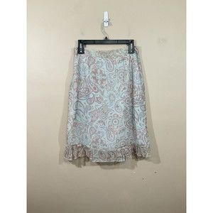 VTG Womens 100% Silk Paisley Print Midi Skirt 10 Y2K Femme Retro Party Boho